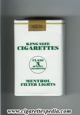 class a cigarettes menthol filter lights ks 20 s usa