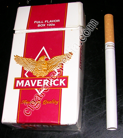 A hard pack of USA-made Maverick Full Flavor 100's.  From New York.