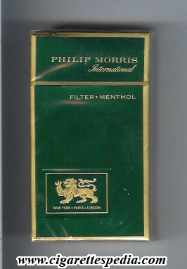 philip morris design 2 international menthol l 20 h green usa