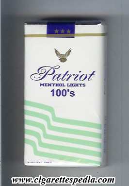 patriot american version blue patriot menthol lights l 20 s usa