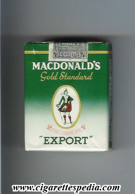 macdonald s gold standard export s 20 s green white canada