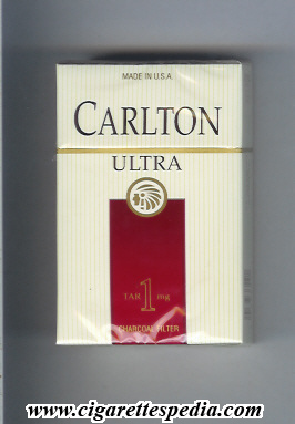 carlton american version horizontal black name ultra tar 1 mg ks 20 h white red usa