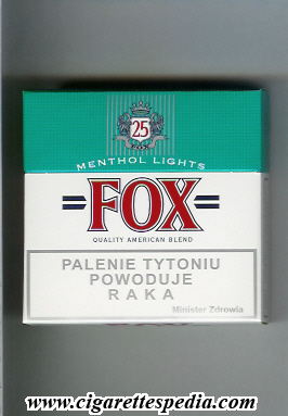fox polish version quality american blend menthol lights s 25 h poland