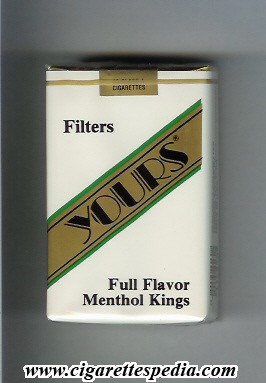 yours r full flavor menthol ks 20 s white gold usa