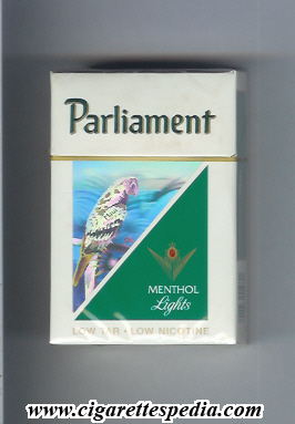 parliament emblem in the right from below menthol lights hologram with a parrot ks 20 h usa