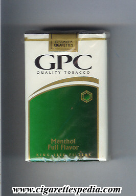 gpc design 3 quality tabacco menthol full flavor ks 20 s usa
