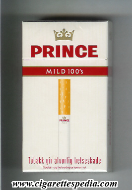 prince with cigarette mild 100's l 20 h norway