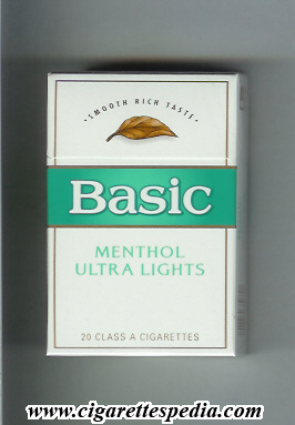 basic design 3 smooth rich taste menthol ultra lights ks 20 h usa