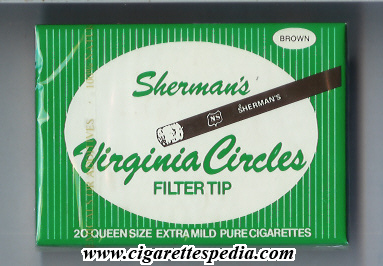 sherman s virginia circles filter tip brown s 20 b usa
