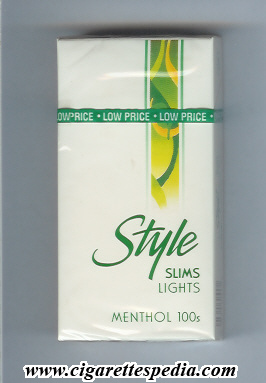 style american version design 3 with vertical line in the right slims lights menthol l 20 h usa