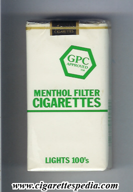 gpc design 1 approved menthol filter cigarettes lights l 20 s usa