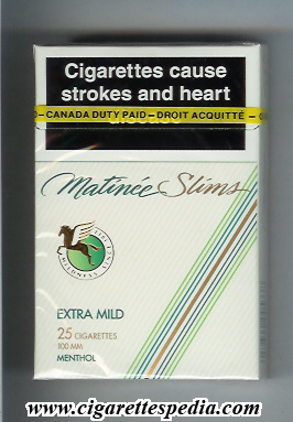 matinee with horse from the left mildness since 1913 slims extra mild menthol l 25 h canada