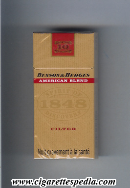 benson hedges american blend 1848 spirit of discovery filter ks 10 h france
