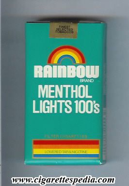 rainbow american version brand menthol lights l 20 s usa