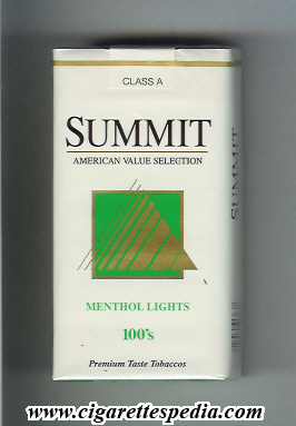 summit with square menthol lights l 20 s usa