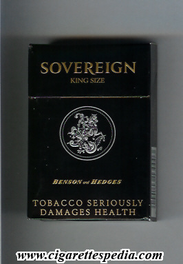 sovereign english version benson and hedges ks 20 h black with small emblem england