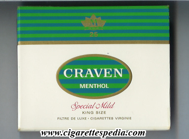 craven menthol special mild ks 25 b white green canada