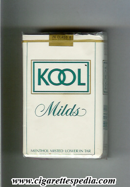 kool design 1 milds menthol ks 20 s white usa