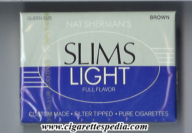 nat sherman s slims light full flavor brown s 20 b usa