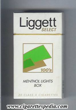 liggett select light design with square menthol lights l 20 h usa