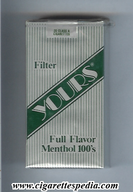 yours r full flavor menthol l 20 s silver green usa