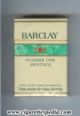 barclay green barclay number one menthol ultra light ks 20 h sweden usa