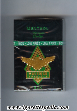maverick american version dark design specials menthol ks 20 h black gold green usa