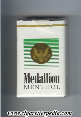 medallion american version menthol ks 20 s white green usa