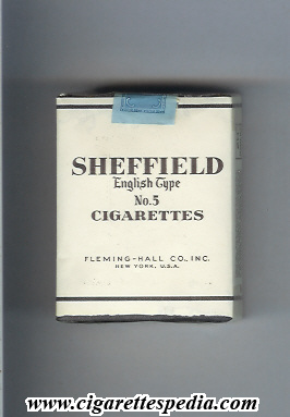 sheffield english type no 5 cigarettes s 20 s usa