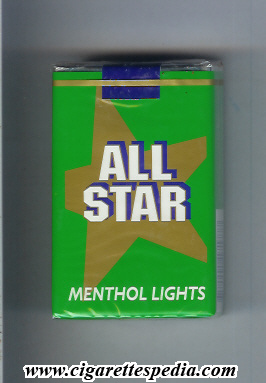 all star menthol lights ks 20 s usa