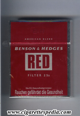 benson hedges red american blend filter ks 25 h red silver england austria