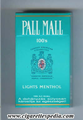 pall mall american version famous american cigarettes lights menthol l 20 h light green hungary usa