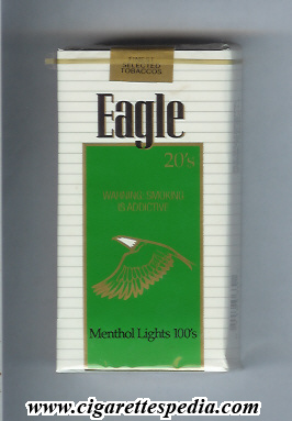 eagle american version design 2 finest selected tobaccos menthol lights l 20 s usa