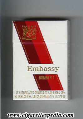 embassy english version with diagonal stripes number 1 ks 20 h number 1 on red england