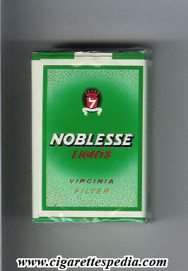 noblesse lights virginia filter ks 20 s green israel