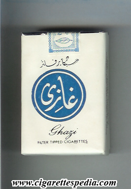 baghdad iraqui version t ghazi filter tipped cigarettes ks 20 s white blue iraq