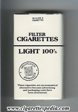 valu time filter cigarettes light l 20 s usa