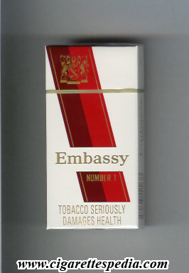 embassy english version with diagonal stripes number 1 ks 10 h number 1 on red england