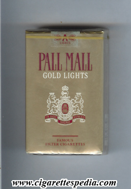 pall mall american version gold lights ks 20 s usa