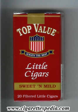 top value little cigars sweet n mild l 20 s usa