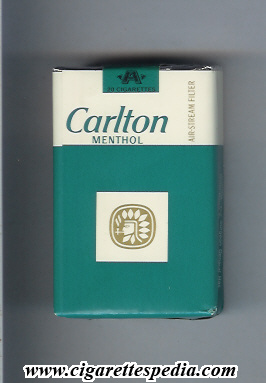 carlton american version horizontal green name menthol ks 20 s white green white usa