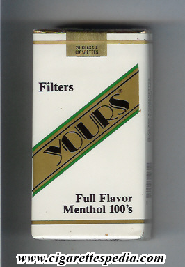yours r full flavor menthol l 20 s white gold usa