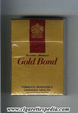 gold bond design 3 horizontal name benson and hedges ks 20 h gold red england