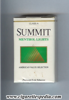 summit with rectangle menthol lights ks 20 s usa