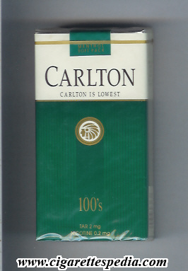 carlton american version horizontal black name menthol l 20 s green white usa