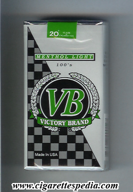 vb victory brand menthol light l 20 s usa