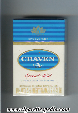 Craven 'A' (Special Mild) KS-20-H (white and blue lines) - England -  Cigarettes Pedia