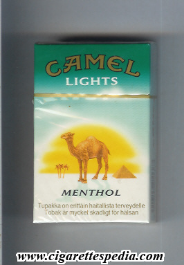 camel with sun menthol lights ks 20 h finland usa