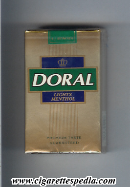 doral premium taste guaranteed lights menthol ks 20 s usa