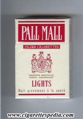 pall mall american version filter cigarettes lights ks 20 h white red france usa